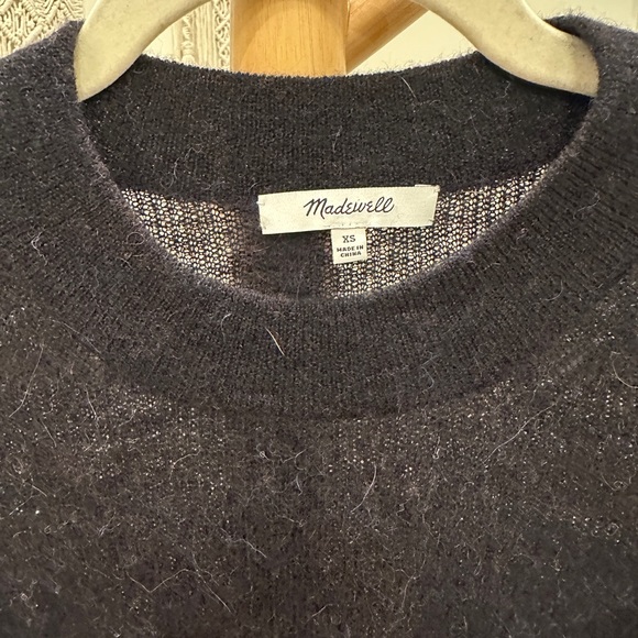 Madewell Charcoal Alpaca Blend Fuzzy Shoulder Detail Sweater XS - Picture 2 of 5